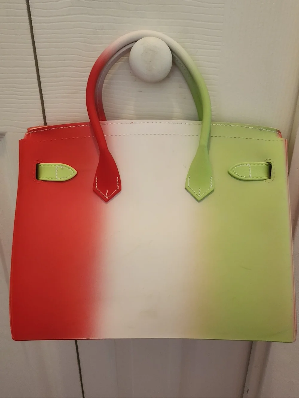 Jelly Bag!! Tricolor Gradient Tote Bag - Green White Red NWOT